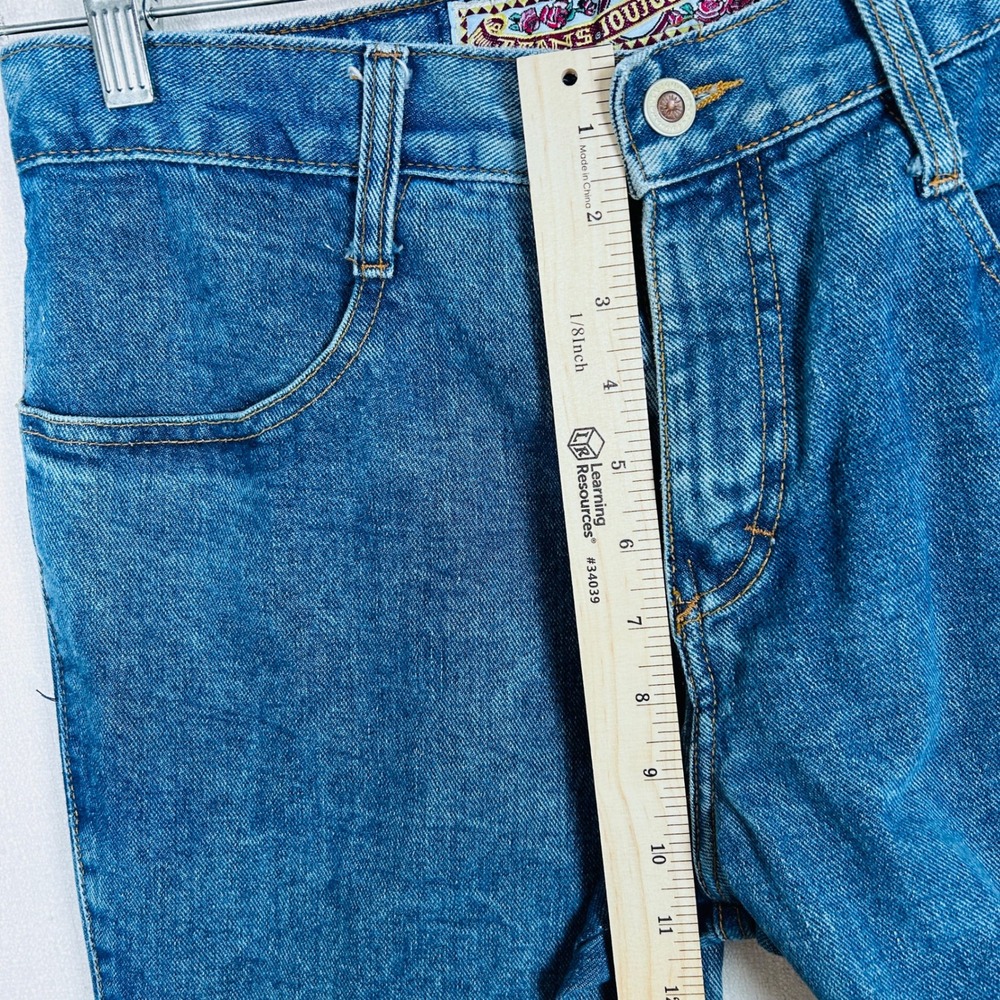 JouJou Jeans Blue Denim Bell bottom Womens 33 waist Button Detail High Rise - Picture 12 of 12
